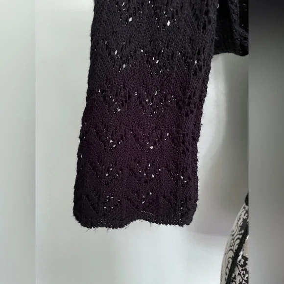 Y2K Rave Black Knit Cropped Shrug Cardigan Women’s Sz. Small 2000s VTG USA Made - Picture 5 of 14